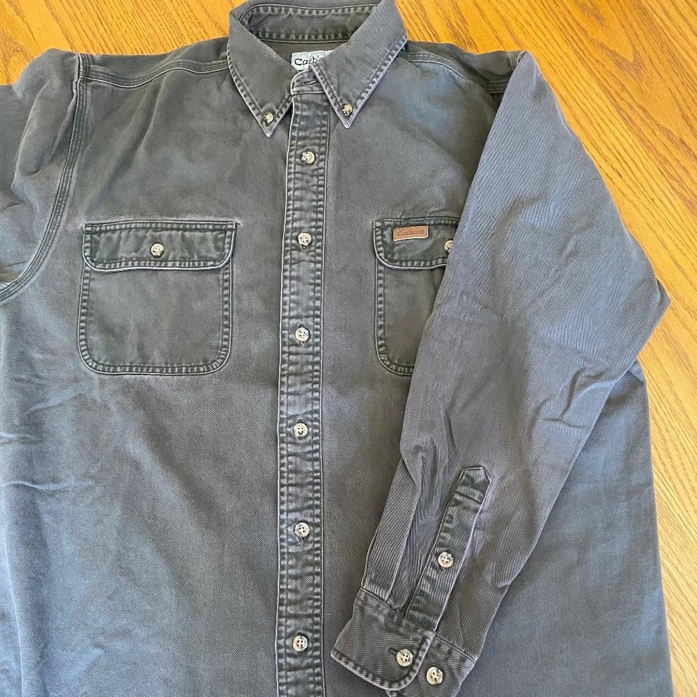 VTG 90’s Carhartt Chamois Heavy Rugged Button Up Shirt Mens Sz Large S09STM
